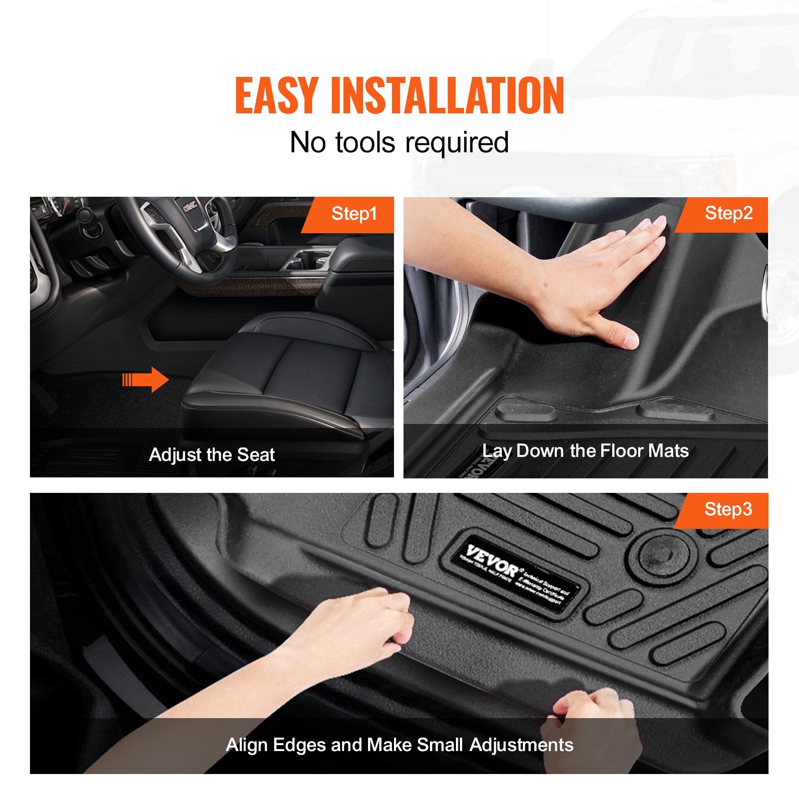 Automotive Floor Mats Fits for Chevrolet Silverado/GMC Sierra 1500 3 pcs - Image 6
