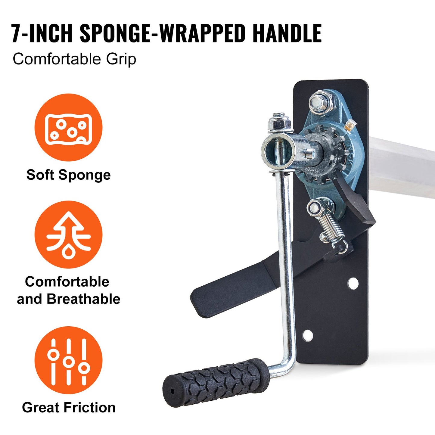 Hand Crank Tarp Roller Kit, 1.6-2.6 m Wide, Aluminum Alloy, Manual Cab Level Dump Truck Tarp Roller with 17.8 cm Sponge-Wrapped Handle, Perfect for Dump Trucks, Trailers, Trash Haulers (No Tarp) - Image 3