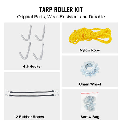 Hand Crank Tarp Roller Kit, 1.6-2.6 m Wide, Aluminum Alloy, Manual Cab Level Dump Truck Tarp Roller with 17.8 cm Sponge-Wrapped Handle, Perfect for Dump Trucks, Trailers, Trash Haulers (No Tarp) - Image 6