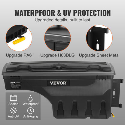 Truck Bed Storage Box, Lockable Swing Case with Password Padlock, 6.6 Gal/25 L ABS Wheel Well Tool Box, Waterproof and Durable, Compatible with Ford F-150 2015-2021, Passenger Side - Image 3