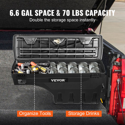 Truck Bed Storage Box, Lockable Swing Case with Password Padlock, 6.6 Gal/25 L ABS Wheel Well Tool Box, Waterproof and Durable, Compatible with Ford F-150 2015-2021, Passenger Side - Image 5