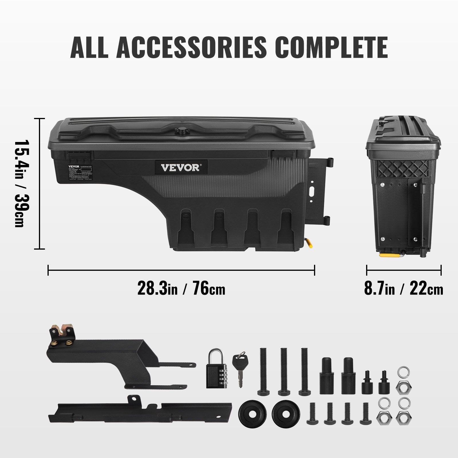 Truck Bed Storage Box, Lockable Swing Case with Password Padlock, 6.6 Gal/25 L ABS Wheel Well Tool Box, Waterproof and Durable, Compatible with Ford F-150 2015-2021, Passenger Side - Image 7