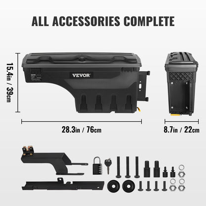 Truck Bed Storage Box, Lockable Swing Case with Password Padlock, 6.6 Gal/25 L ABS Wheel Well Tool Box, Waterproof and Durable, Compatible with Ford F-150 2015-2021, Passenger Side - Image 7