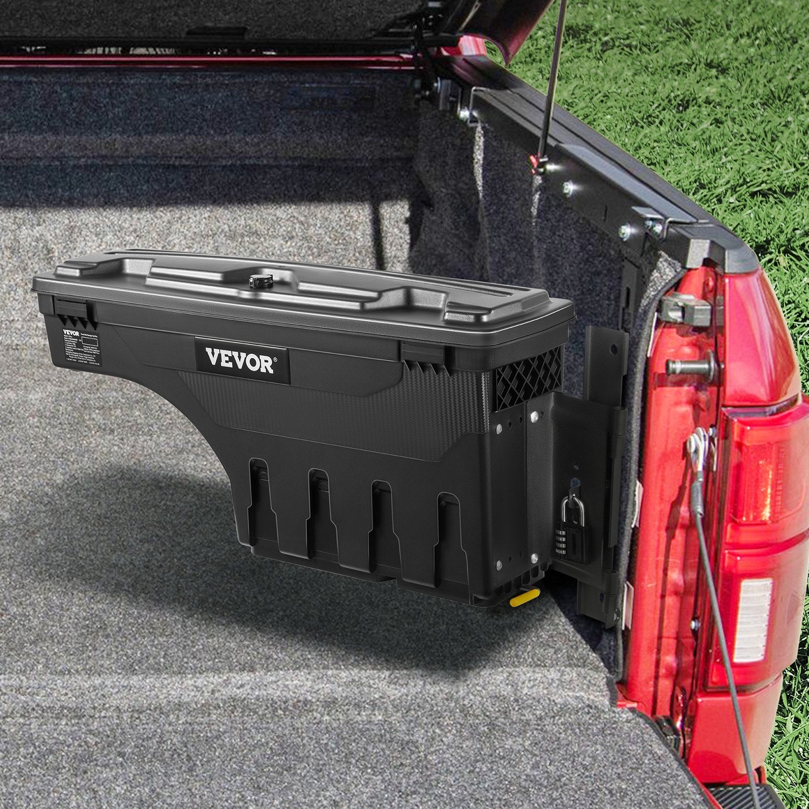Truck Bed Storage Box, Lockable Swing Case with Password Padlock, 6.6 Gal/25 L ABS Wheel Well Tool Box, Waterproof and Durable, Compatible with Ford F-150 2015-2021, Passenger Side - Image 8