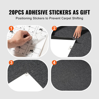 Carpet Tiles Reusable, 20"x 20" Carpet Squares With Padding Attached, Soft Padded Carpet Tiles, Easy Install DIY for Bedroom Living Room Indoor Outdoor (20 Tiles, Dark Gray) - Image 3