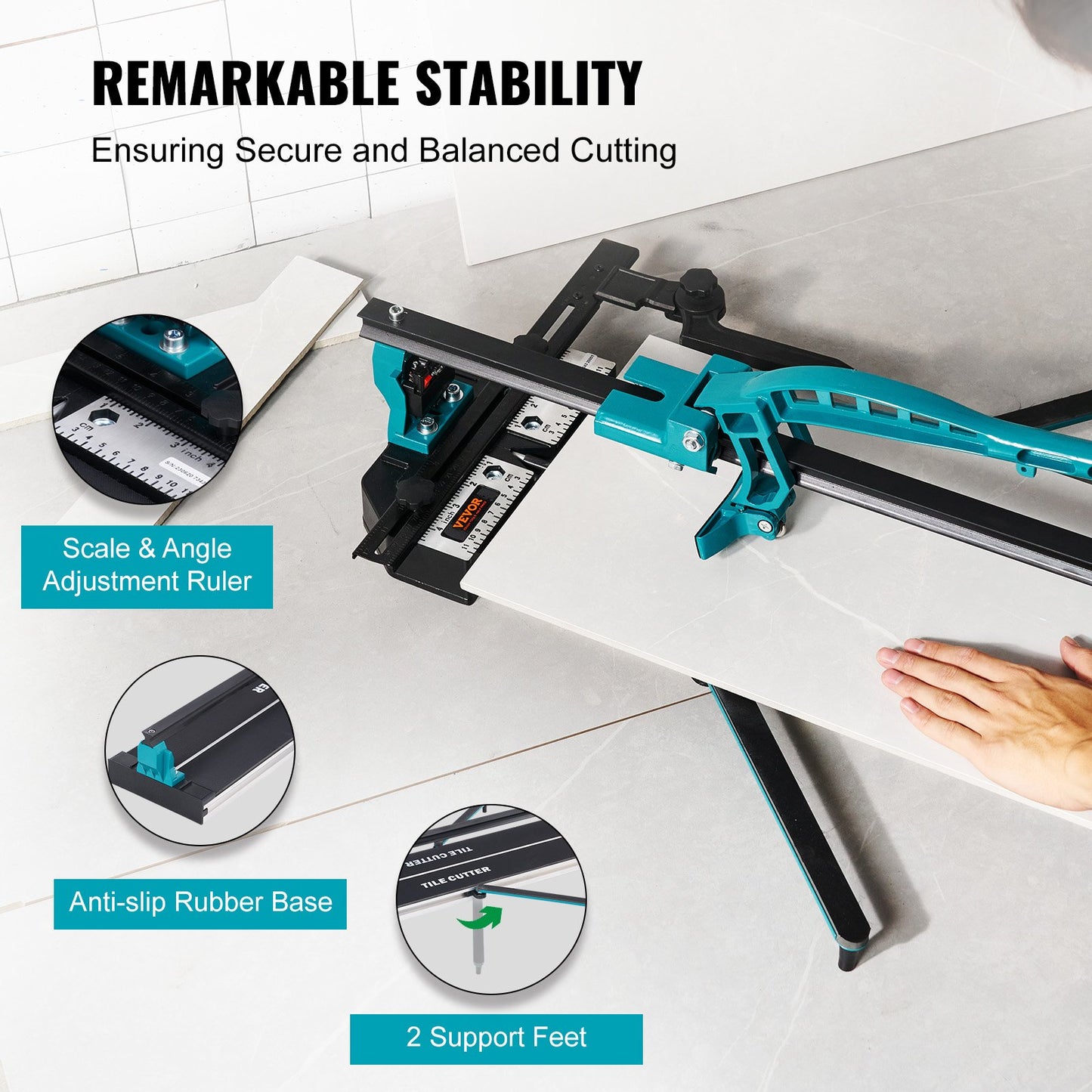 Manual Tile Cutter, 1000mm, Porcelain Ceramic Tile Cutter with Tungsten Carbide Cutting Wheel, Infrared Positioning, Anti-Skid Feet, Durable Rails for professional installers or beginners - Image 4
