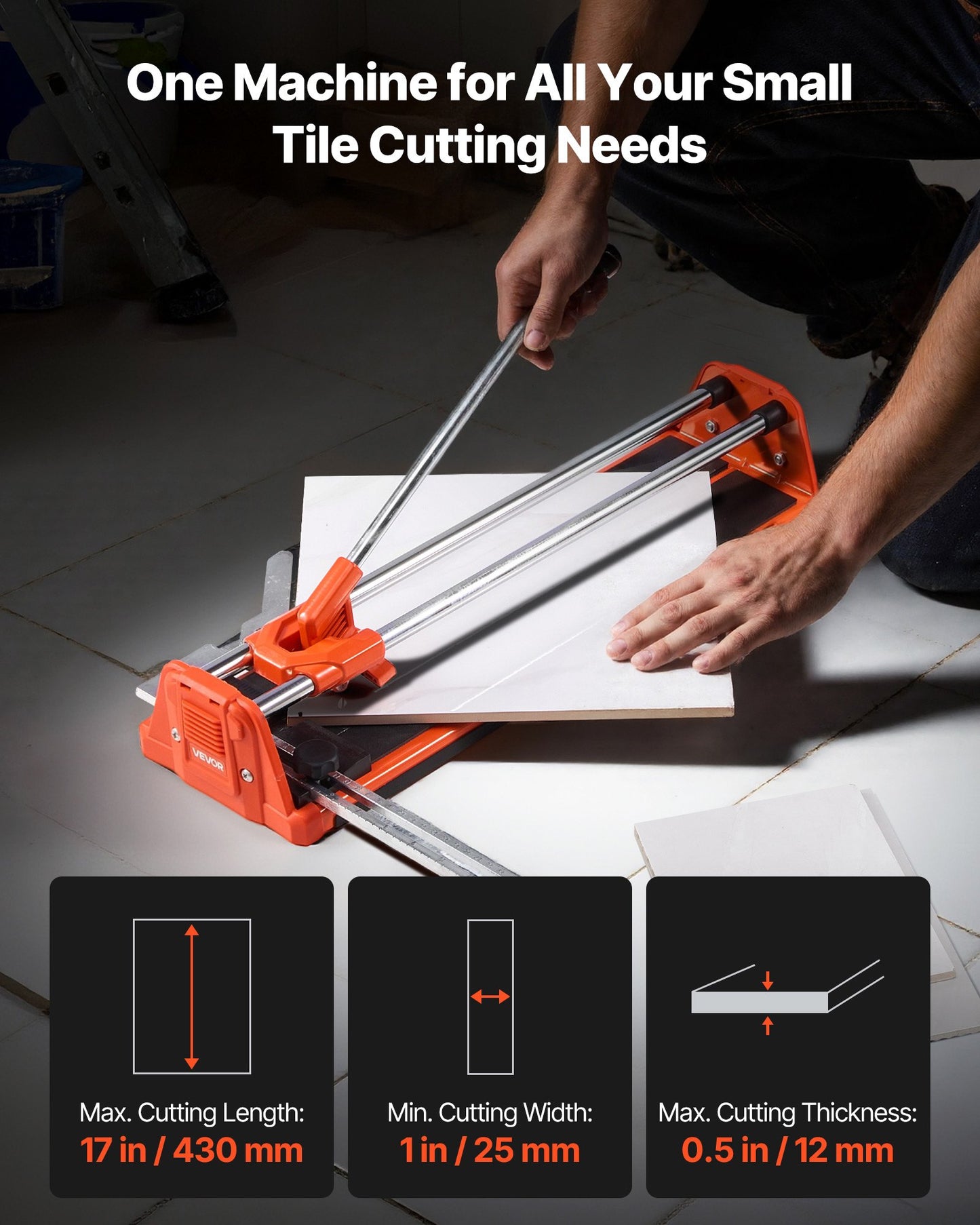 430mm Manual Tile Cutter for Wall & Polished Tiles,Double Rails for Precise Cutting, Tungsten Carbide Wheel,Non-Slip Handle,Anti-Displacement Pressure Rod,Precise Cuts for Pros & Beginners - Image 2