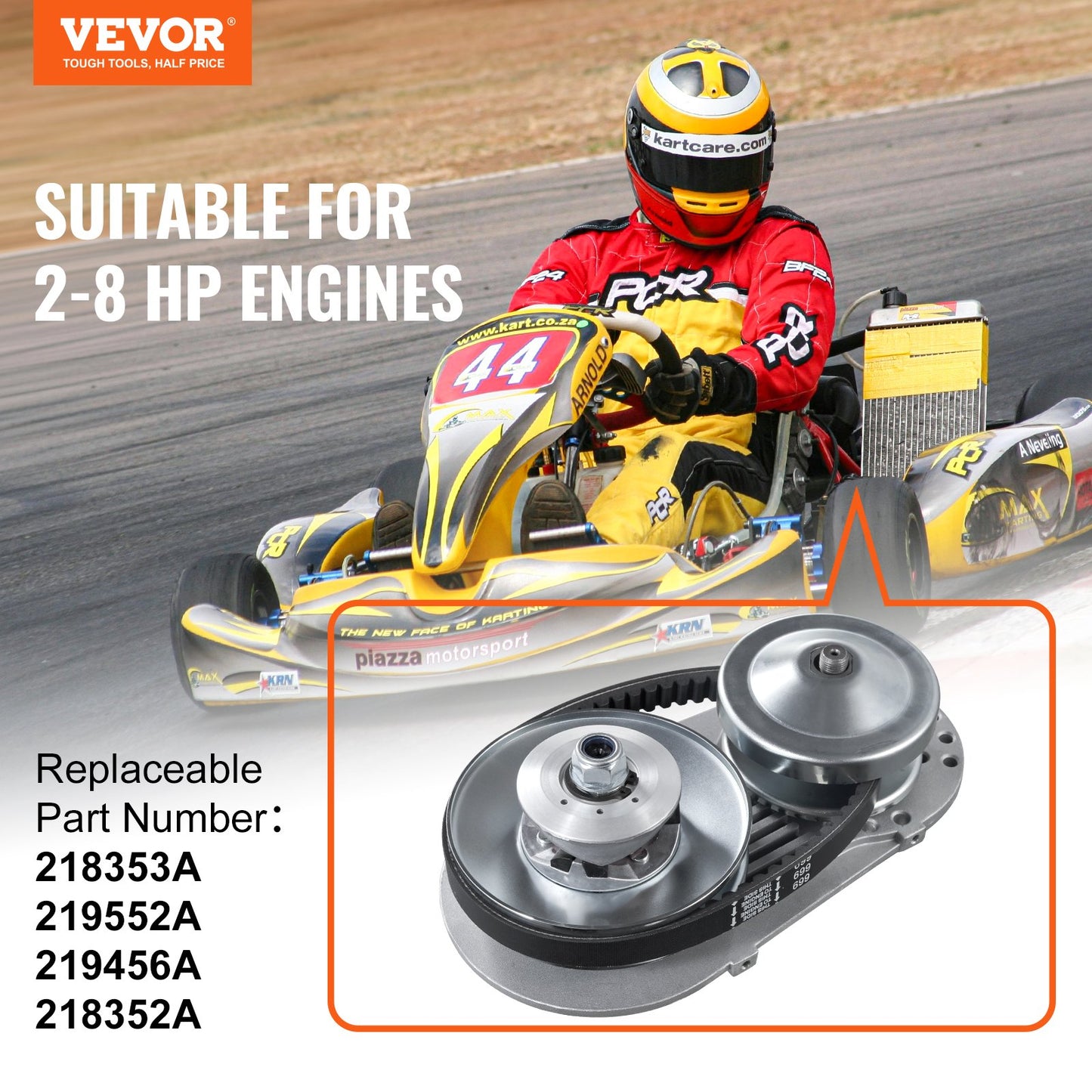 Drive Clutch, 2-8HP Engine, 2000 RPM High-Strength Drive Clutch with Asymmetric Designed Wheels & Robust Rubber Belt, Sturdy & Durable Clutch with Full Accessories, Fit for Various Engines - Image 2