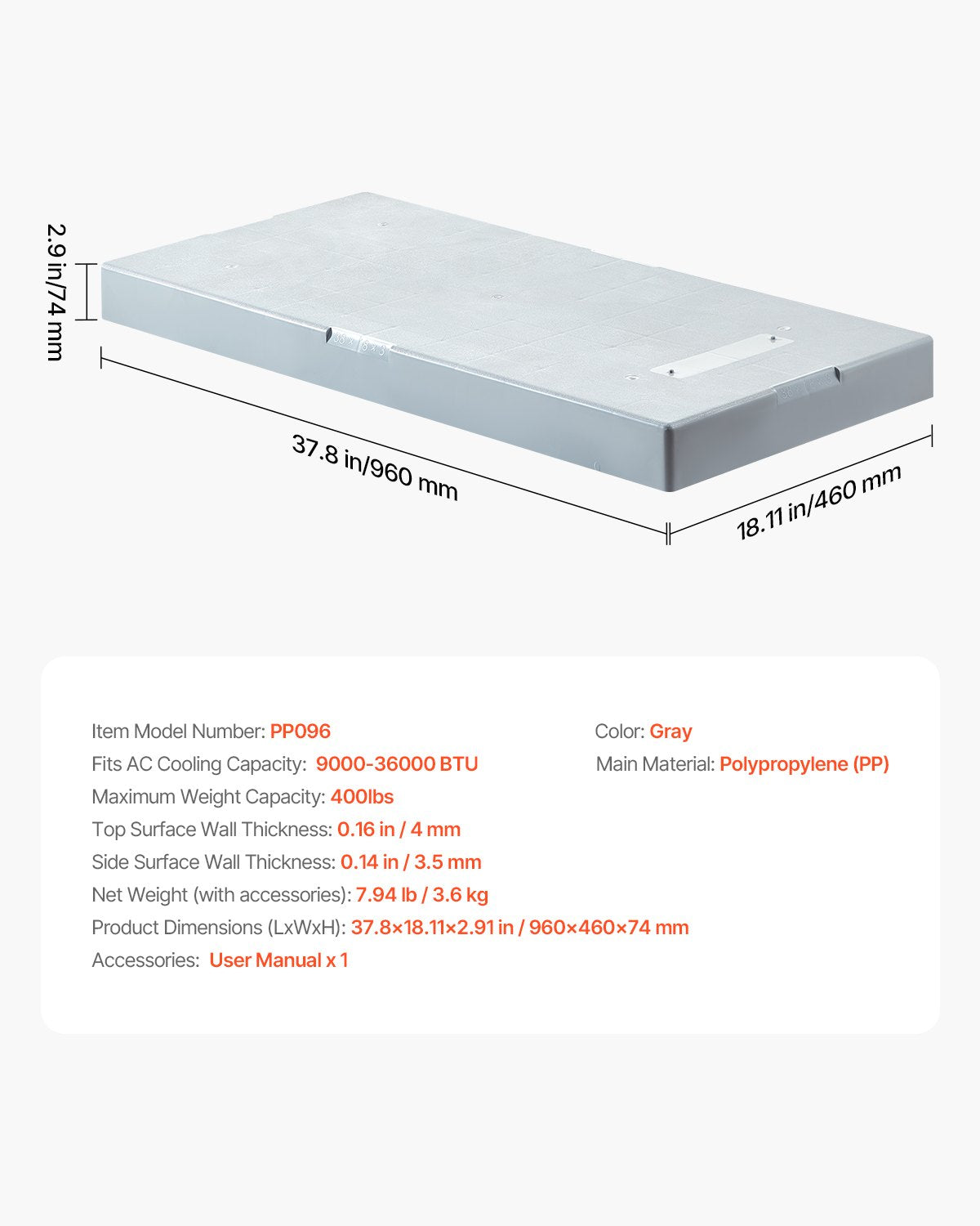 Mini Split Pad for 9000-36000 BTU Anti Vibration Outdoor Pads - Image 7