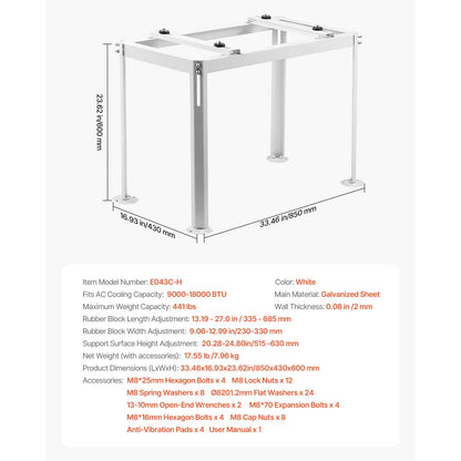 Mini Split Ground Stand Adjustable Anti Vibration for 9000-18000 BTU - Image 7