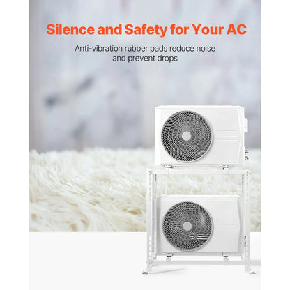 Mini Split Ground Stand, Anti-Vibration Mini Split Stand for 9000-18000 BTU Ductless Air Conditioner Heat Pump, Heavy Duty AC Base Bracket Floor Mount w/ 250kg Max. Load,Dual Levels - Image 5