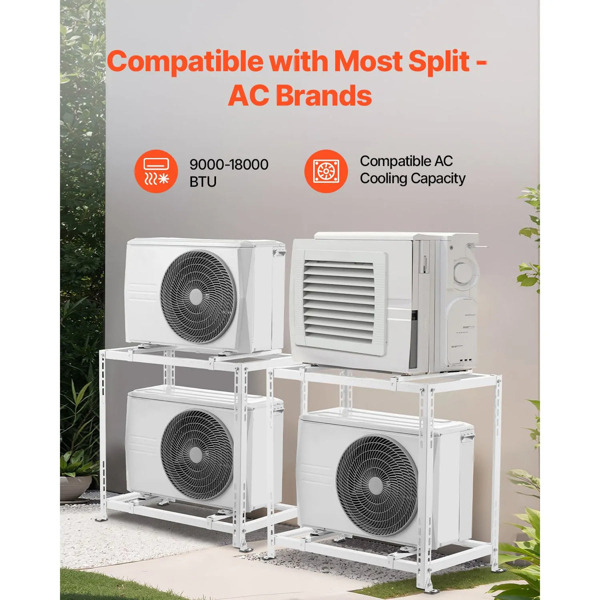 Mini Split Ground Stand, Anti-Vibration Mini Split Stand for 9000-18000 BTU Ductless Air Conditioner Heat Pump, Heavy Duty AC Base Bracket Floor Mount w/ 250kg Max. Load,Dual Levels - Image 6