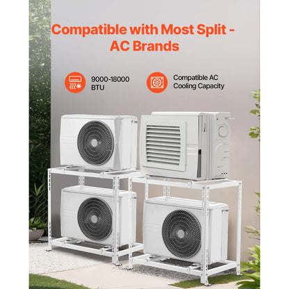 Mini Split Ground Stand, Anti-Vibration Mini Split Stand for 9000-18000 BTU Ductless Air Conditioner Heat Pump, Heavy Duty AC Base Bracket Floor Mount w/ 250kg Max. Load,Dual Levels - Image 6