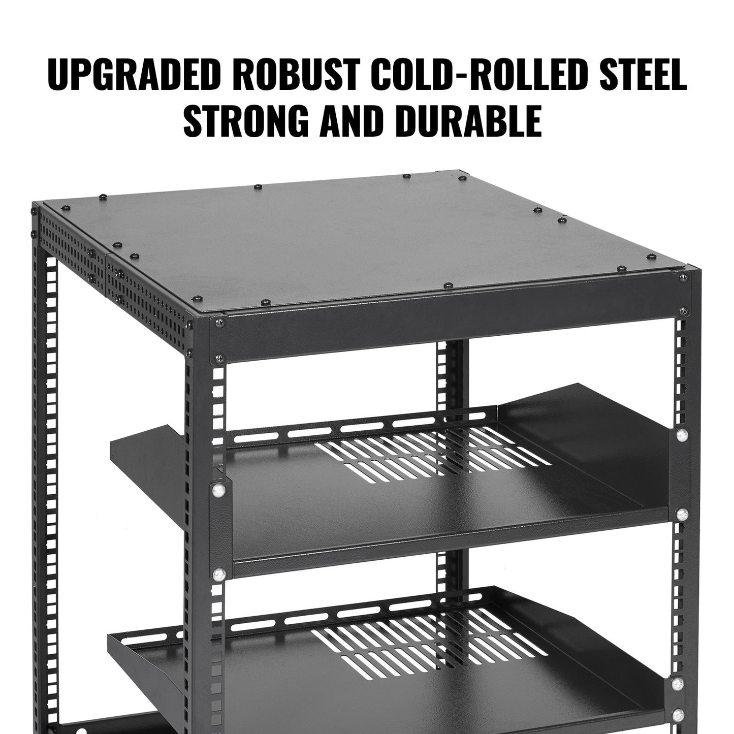 12U Open Frame Server Rack, 15''-40'' Adjustable Depth, Free Standing or Wall Mount Network Server Rack, 4 Post AV Rack with Casters, Holds All Your Networking IT Equipment AV Gear Router Modem - Image 4