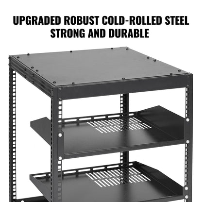 12U Open Frame Server Rack, 15''-40'' Adjustable Depth, Free Standing or Wall Mount Network Server Rack, 4 Post AV Rack with Casters, Holds All Your Networking IT Equipment AV Gear Router Modem - Image 4
