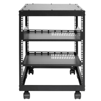 12U Open Frame Server Rack, 15''-40'' Adjustable Depth, Free Standing or Wall Mount Network Server Rack, 4 Post AV Rack with Casters, Holds All Your Networking IT Equipment AV Gear Router Modem - Image 9