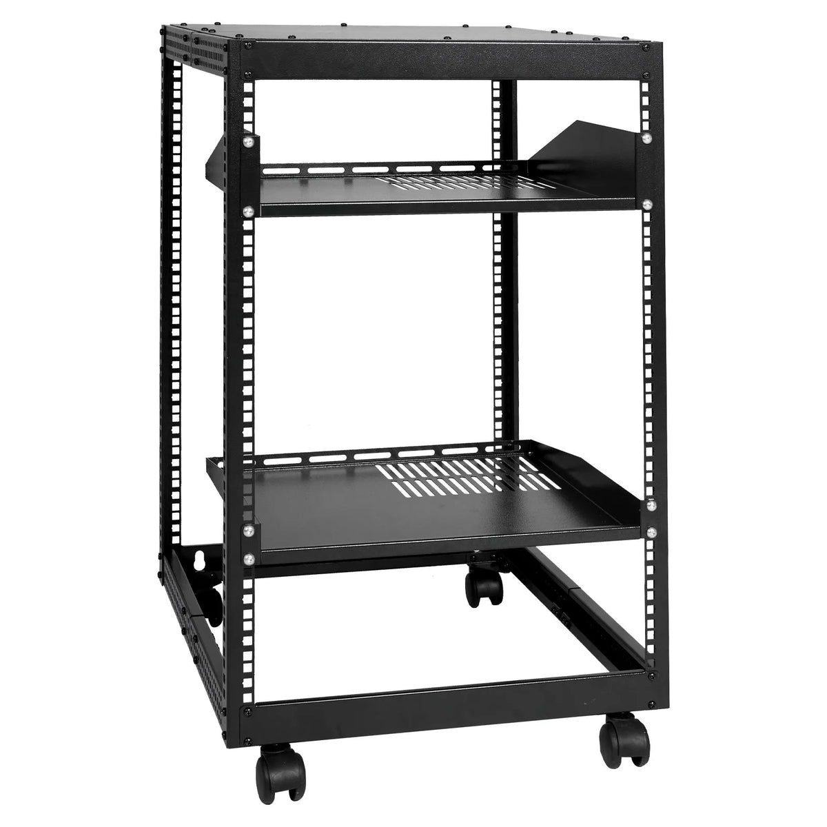 15U Open Frame Server Rack, 23-40 in Adjustable Depth, Free Standing or Wall Mount Network Server Rack, 4 Post AV Rack with Casters, Holds All Your Networking IT Equipment AV Gear Router Modem - Image 9