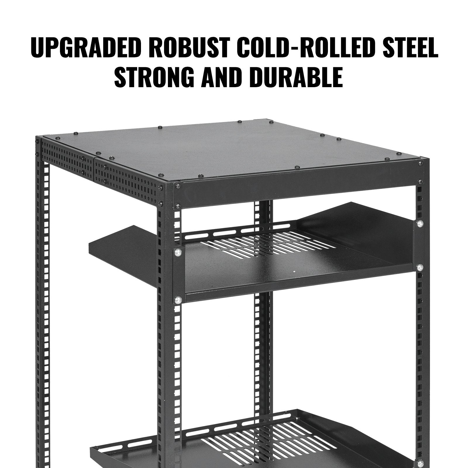 15U Open Frame Server Rack, 23-40 in Adjustable Depth, Free Standing or Wall Mount Network Server Rack, 4 Post AV Rack with Casters, Holds All Your Networking IT Equipment AV Gear Router Modem - Image 4