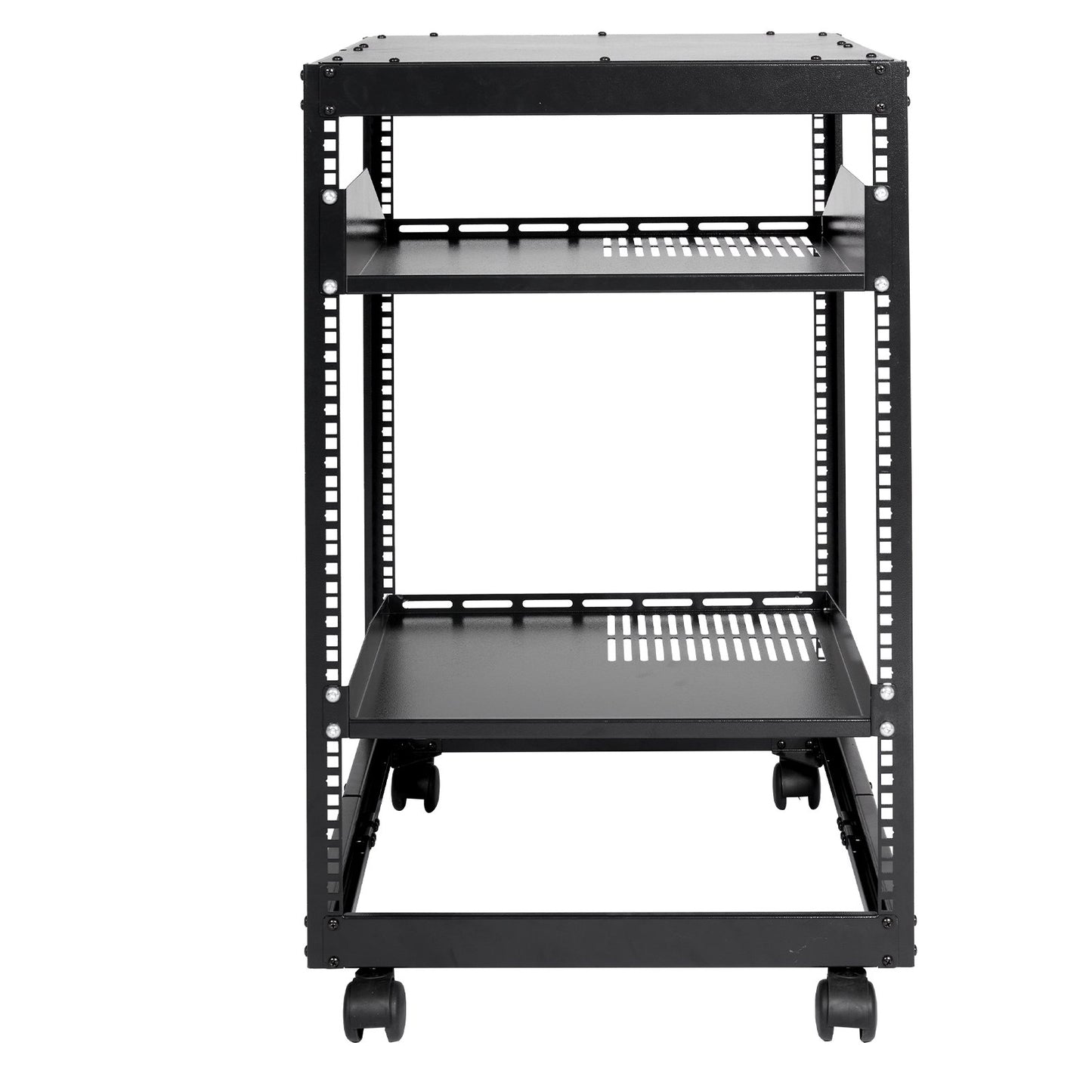 15U Open Frame Server Rack, 23-40 in Adjustable Depth, Free Standing or Wall Mount Network Server Rack, 4 Post AV Rack with Casters, Holds All Your Networking IT Equipment AV Gear Router Modem - Image 9