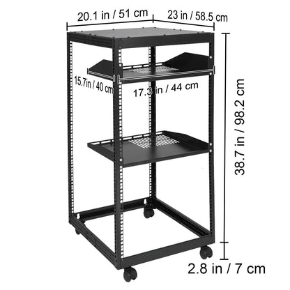 20U Open Frame Server Rack, 15''-40'' Adjustable Depth, Free Standing or Wall Mount Network Server Rack, 4 Post AV Rack with Casters, Holds All Your Networking IT Equipment AV Gear Router Modem - Image 8