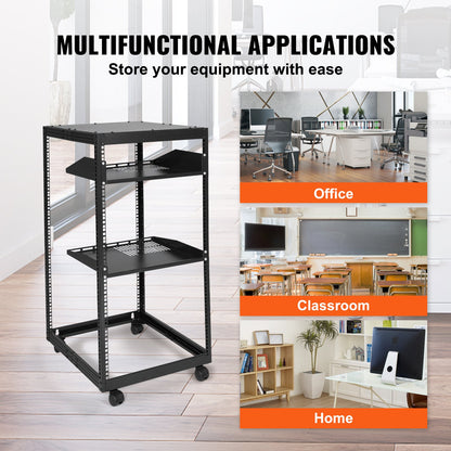 20U Open Frame Server Rack, 15''-40'' Adjustable Depth, Free Standing or Wall Mount Network Server Rack, 4 Post AV Rack with Casters, Holds All Your Networking IT Equipment AV Gear Router Modem - Image 6
