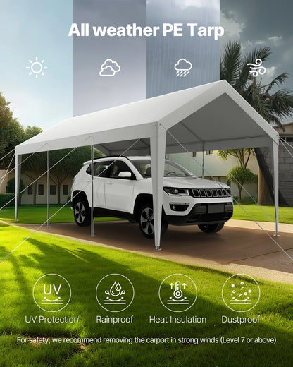 Carport Car Canopy 10 x 20 FT Heavy Duty Portable Car Shelter Tent White - Image 6