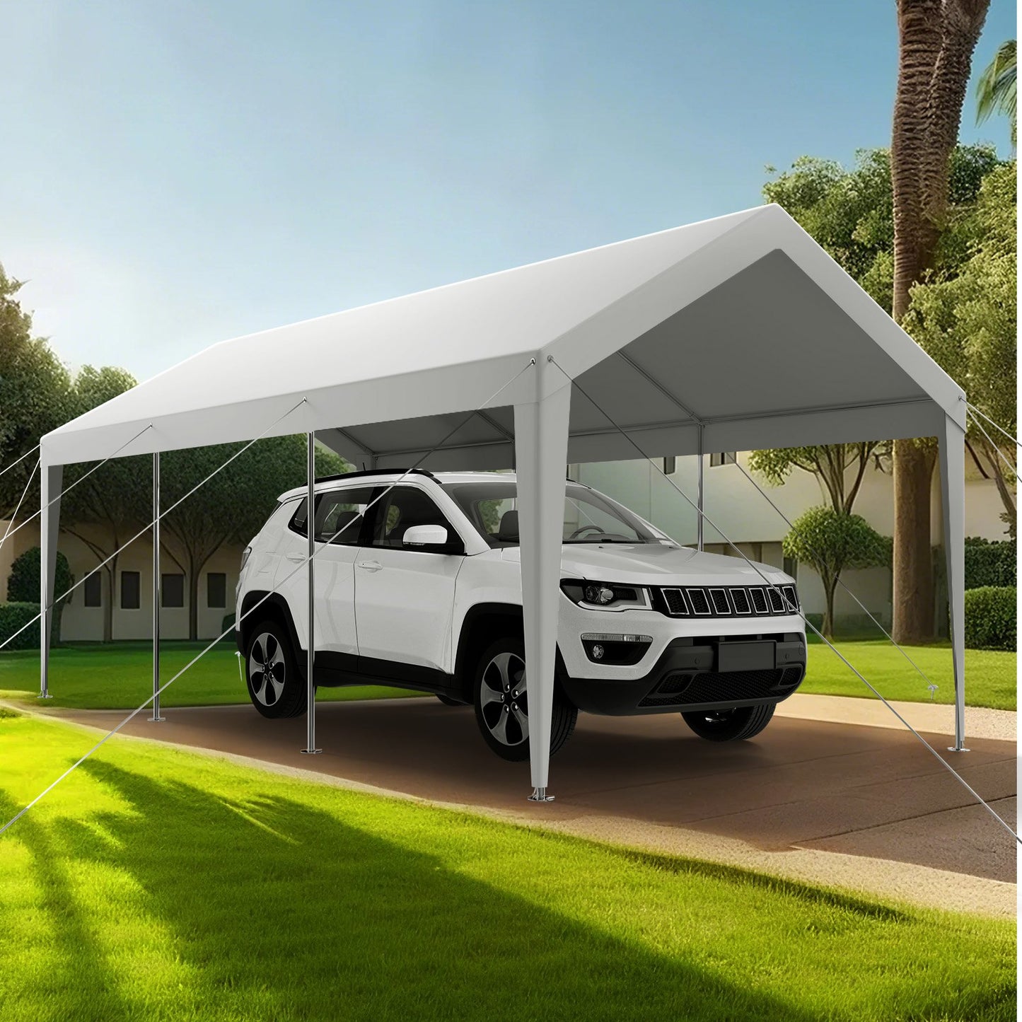 Carport Car Canopy 10 x 20 FT Heavy Duty Portable Car Shelter Tent White - Image 8