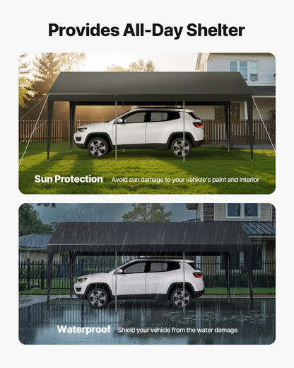 Carport Car Canopy 10 x 20 FT Heavy Duty Portable Car Shelter Tent Grey - Image 3