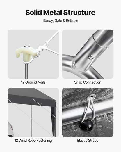 Carport Car Canopy 10 x 20 FT Heavy Duty Portable Car Shelter Tent Grey - Image 5