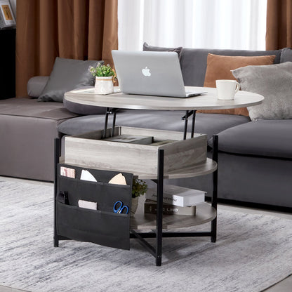 Lift Top Coffee Table 35.3" Round Coffee Table for Living Room White - Image 8