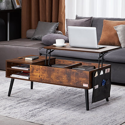 Lift Top Coffee Table 39.4 in Rectangle Coffee Table for Living Room Brown - Image 8