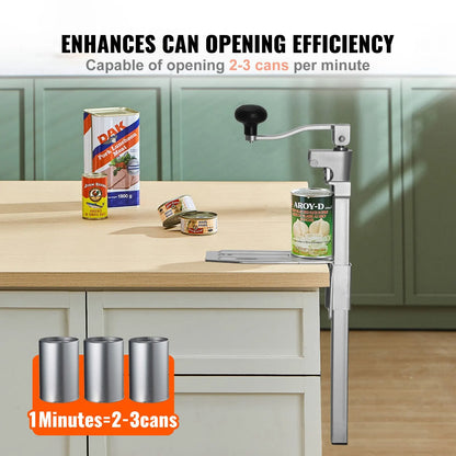 Commercial Can Opener, Heavy-Duty Manual Tabletop Cans Opener for Cans Up to 300 mm Height, Height-Adjustable Professional Can Openers Fixed with Screws, for Restaurant, Hotel, and Food Store - Image 2