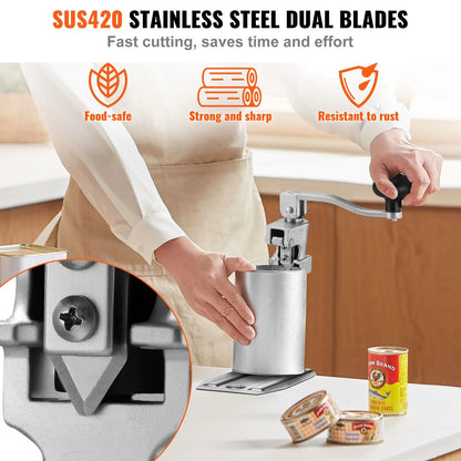 Commercial Can Opener, Heavy-Duty Manual Tabletop Cans Opener for Cans Up to 300 mm Height, Height-Adjustable Professional Can Openers Fixed with Screws, for Restaurant, Hotel, and Food Store - Image 5
