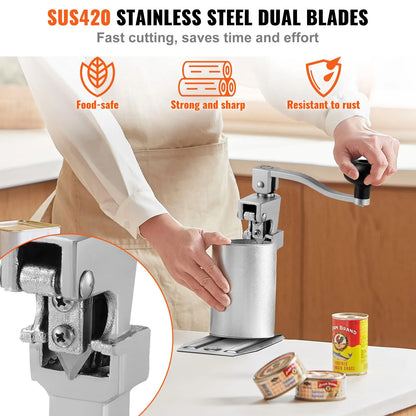 Commercial Can Opener, Heavy-Duty Manual Tabletop Cans Opener for Cans Up to 300 mm Height, Height-Adjustable Professional Can Openers with Stainless Steel Blade, for Restaurant & Food Store - Image 5