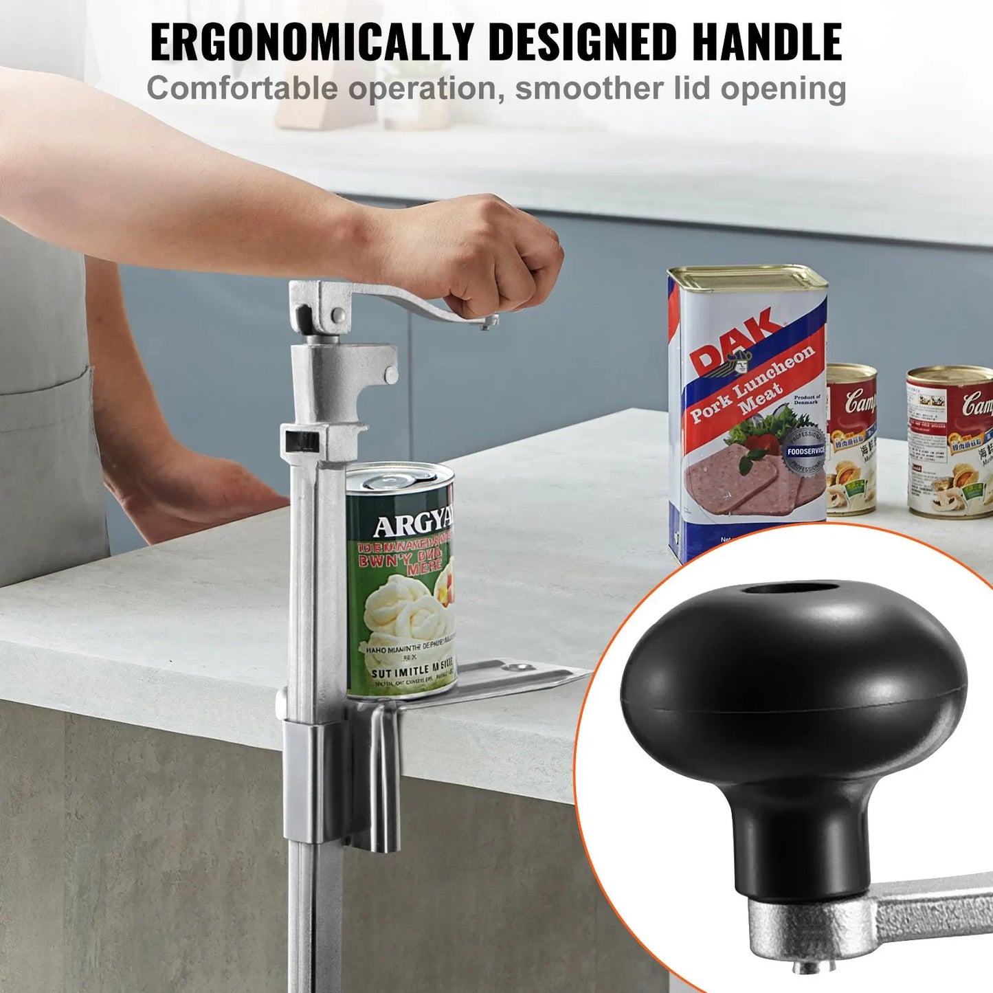 Commercial Can Opener, Heavy-Duty Manual Tabletop Cans Opener for Cans Up to 300 mm Height, Height-Adjustable Professional Can Openers with Stainless Steel Blade, for Restaurant & Food Store - Image 6