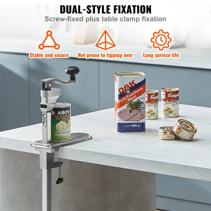 Commercial Can Opener, Heavy-Duty Manual Tabletop Cans Opener for Cans Up to 300 mm Height, Height-Adjustable Can Openers Fixed with Screws & Table Clamp, for Restaurant, Hotel, and Food Store - Image 4