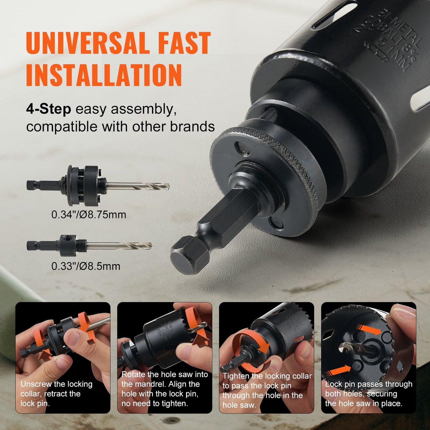 Hole Saw Kit, 18 PCS Saw Blades, 6 Drill Bits, 1 Hex Wrench, Bi Metal M42 Hole Saw Set with Carrying Case, General Purpose Size from 3/4" to 4-1/2", Ideal for Wood Board, Iron and Plastic Plate - Image 3