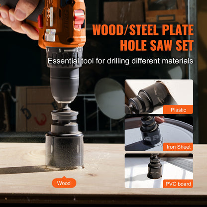 Hole Saw Kit, 18 PCS Saw Blades, 6 Drill Bits, 1 Hex Wrench, Bi Metal M42 Hole Saw Set with Carrying Case, General Purpose Size from 3/4" to 4-1/2", Ideal for Wood Board, Iron and Plastic Plate - Image 6