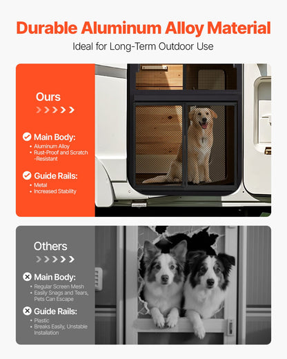 RV Screen Door Protector, 622.3 x 508 mm Door Grille, Easy to Install and Disassemble, Reinforced Breathable Protective Mesh, Aluminum Alloy Camper RV Entry Protector for Pet Protection, Black - Image 3
