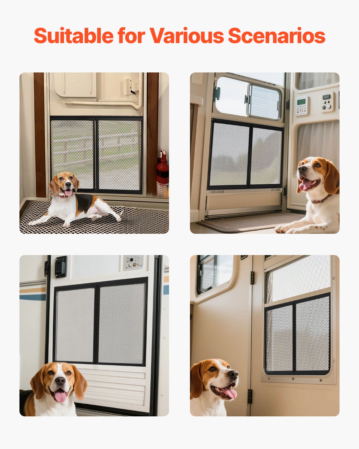 RV Screen Door Protector, 622.3 x 508 mm Door Grille, Easy to Install and Disassemble, Reinforced Breathable Protective Mesh, Aluminum Alloy Camper RV Entry Protector for Pet Protection, Black - Image 6