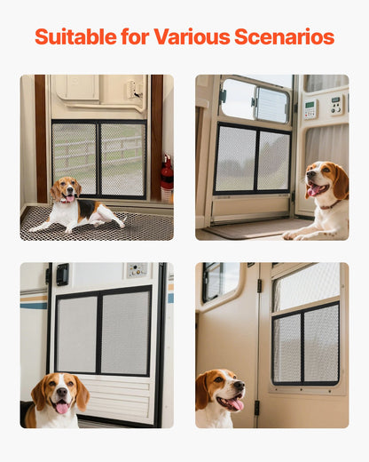 RV Screen Door Protector, 622.3 x 508 mm Door Grille, Easy to Install and Disassemble, Reinforced Breathable Protective Mesh, Aluminum Alloy Camper RV Entry Protector for Pet Protection, Black - Image 6
