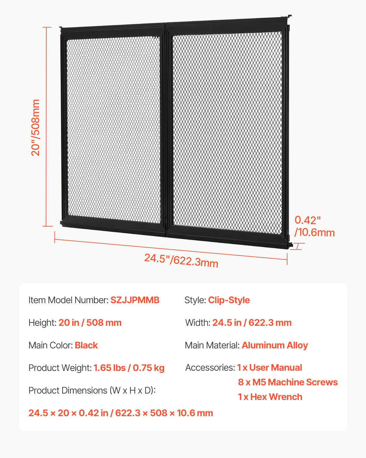 RV Screen Door Protector, 622.3 x 508 mm Door Grille, Easy to Install and Disassemble, Reinforced Breathable Protective Mesh, Aluminum Alloy Camper RV Entry Protector for Pet Protection, Black - Image 7