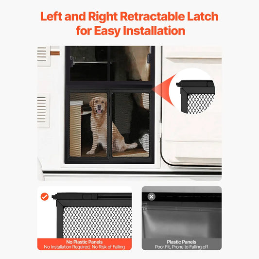RV Screen Door Protector, 571.5 x 508 mm Door Grille, Easy to Install and Disassemble, Reinforced Breathable Protective Mesh, Aluminum Alloy Camper RV Entry Protector for Pet Protection, Black - Image 4