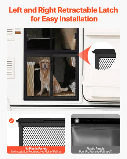 RV Screen Door Protector, 571.5 x 508 mm Door Grille, Easy to Install and Disassemble, Reinforced Breathable Protective Mesh, Aluminum Alloy Camper RV Entry Protector for Pet Protection, Black - Image 4