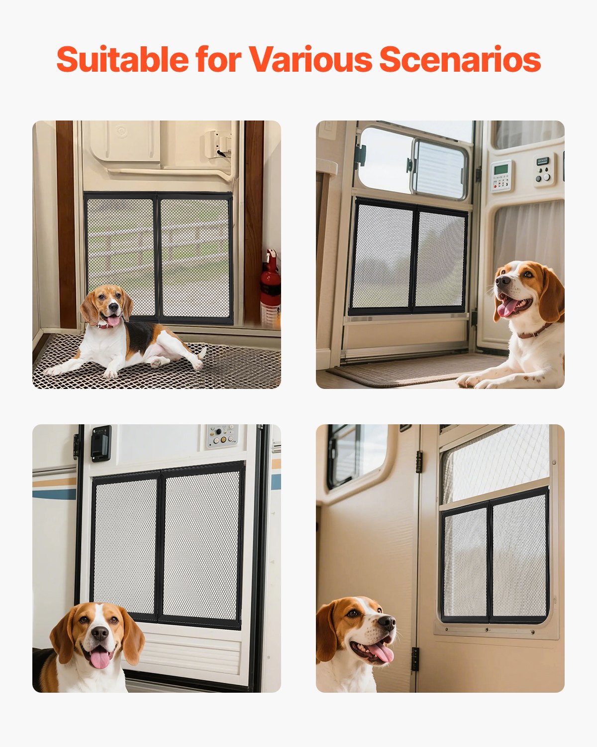 RV Screen Door Protector, 571.5 x 508 mm Door Grille, Easy to Install and Disassemble, Reinforced Breathable Protective Mesh, Aluminum Alloy Camper RV Entry Protector for Pet Protection, Black - Image 6