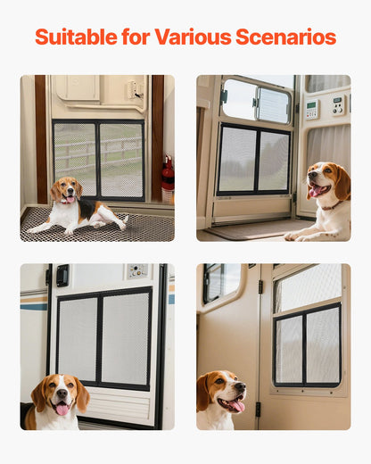 RV Screen Door Protector, 571.5 x 508 mm Door Grille, Easy to Install and Disassemble, Reinforced Breathable Protective Mesh, Aluminum Alloy Camper RV Entry Protector for Pet Protection, Black - Image 6