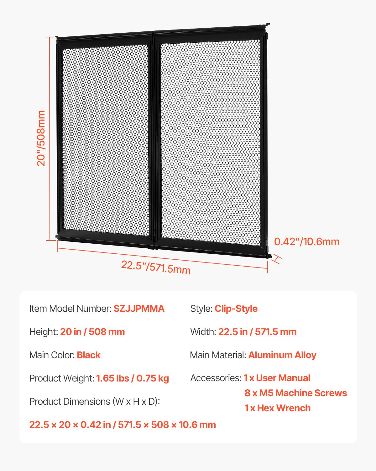 RV Screen Door Protector, 571.5 x 508 mm Door Grille, Easy to Install and Disassemble, Reinforced Breathable Protective Mesh, Aluminum Alloy Camper RV Entry Protector for Pet Protection, Black - Image 7