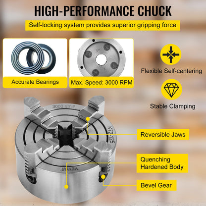 Metal Lathe Chuck 4-Jaw Independent 5 inch Cast Iron Milling Turning CNC - Image 4