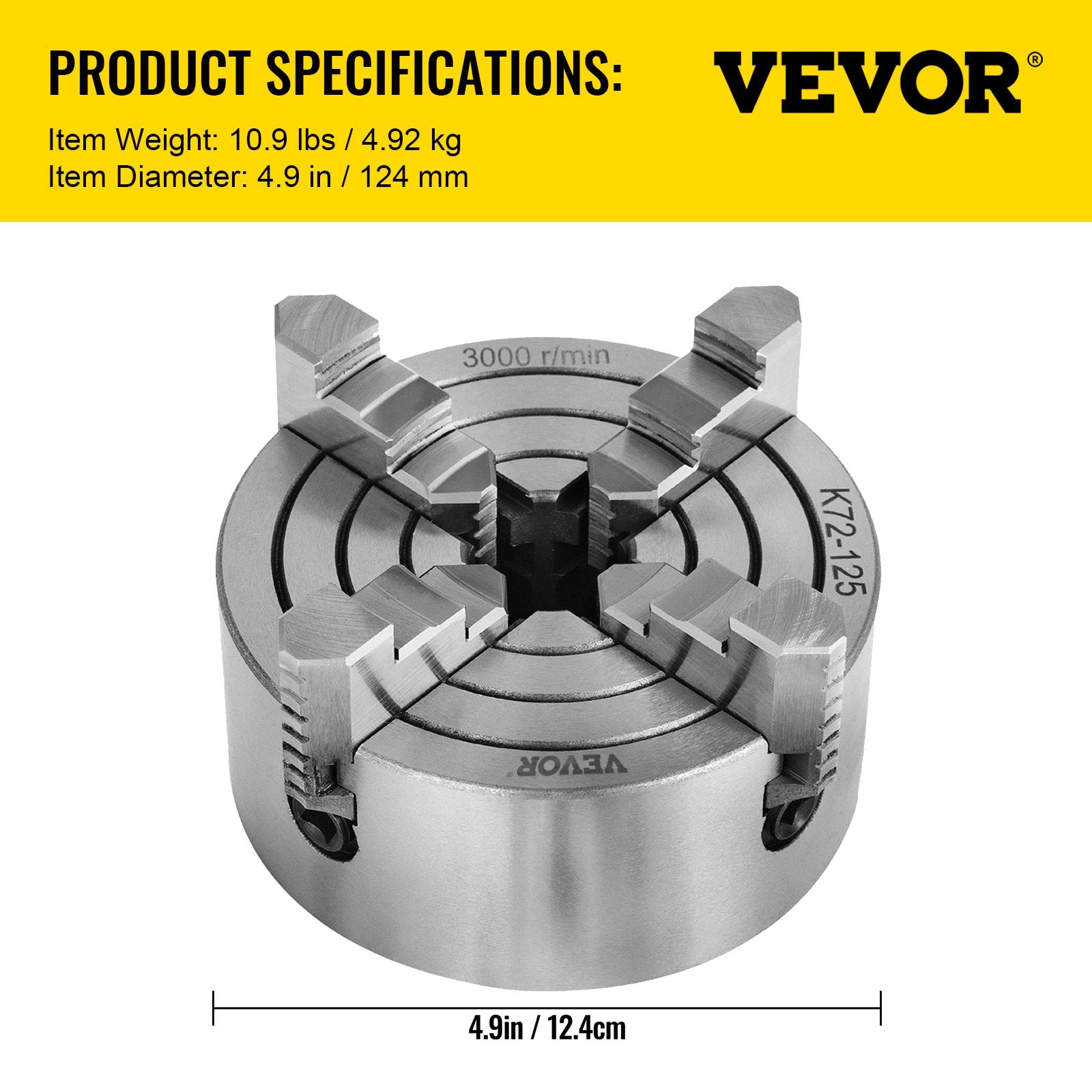 Metal Lathe Chuck 4-Jaw Independent 5 inch Cast Iron Milling Turning CNC - Image 7