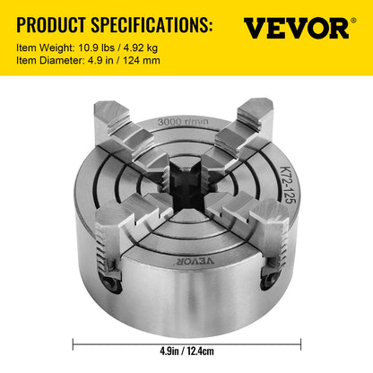 Metal Lathe Chuck 4-Jaw Independent 5 inch Cast Iron Milling Turning CNC - Image 7